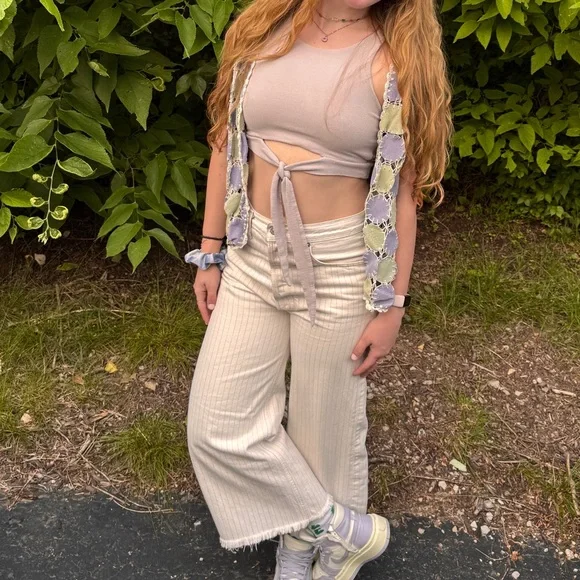 Vintage Purple and Green Patchwork Crocheted Vest - Picture 8 of 9